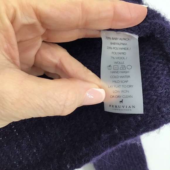 Peruvianan Connection Alpaca Wool Blend Open Cardigan Sweater Navy Size XS - Picture 6 of 6